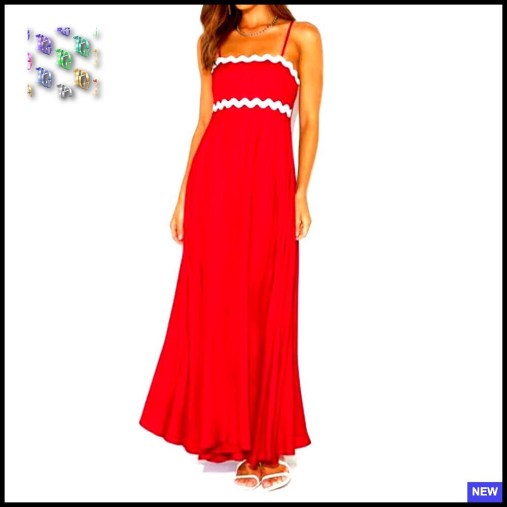 Spaghetti Strap Maxi Dress Smocked Back Boho Flowy Summer Casual Beach - Picture 2 of 7